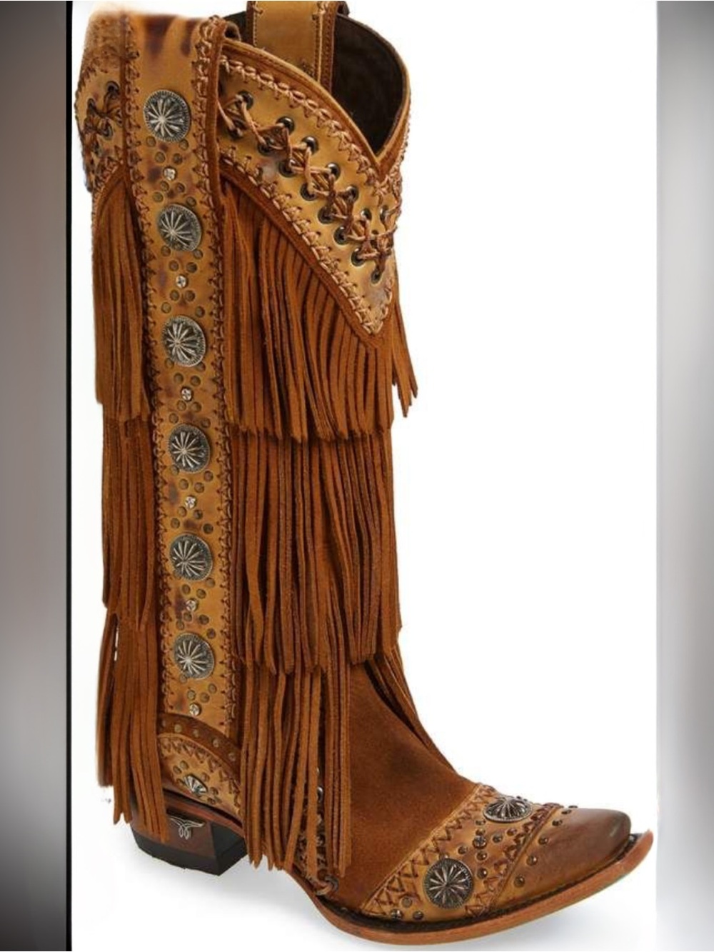 Lane Wind Walker Sandstone Leather Fringe Cowboy Boots - Picture 16 of 16